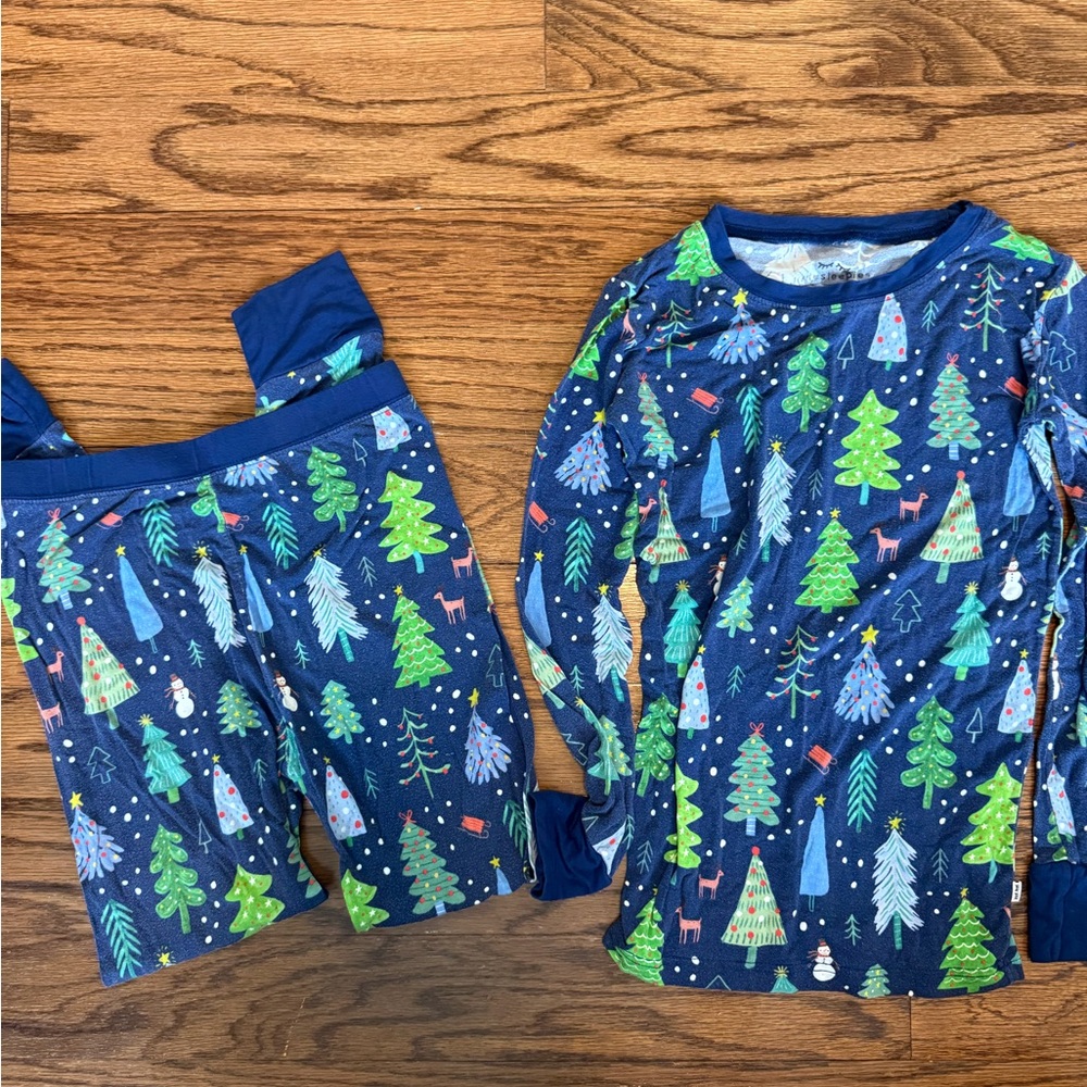 Little Sleepies Blue Tree Print Pajamas - 9/10